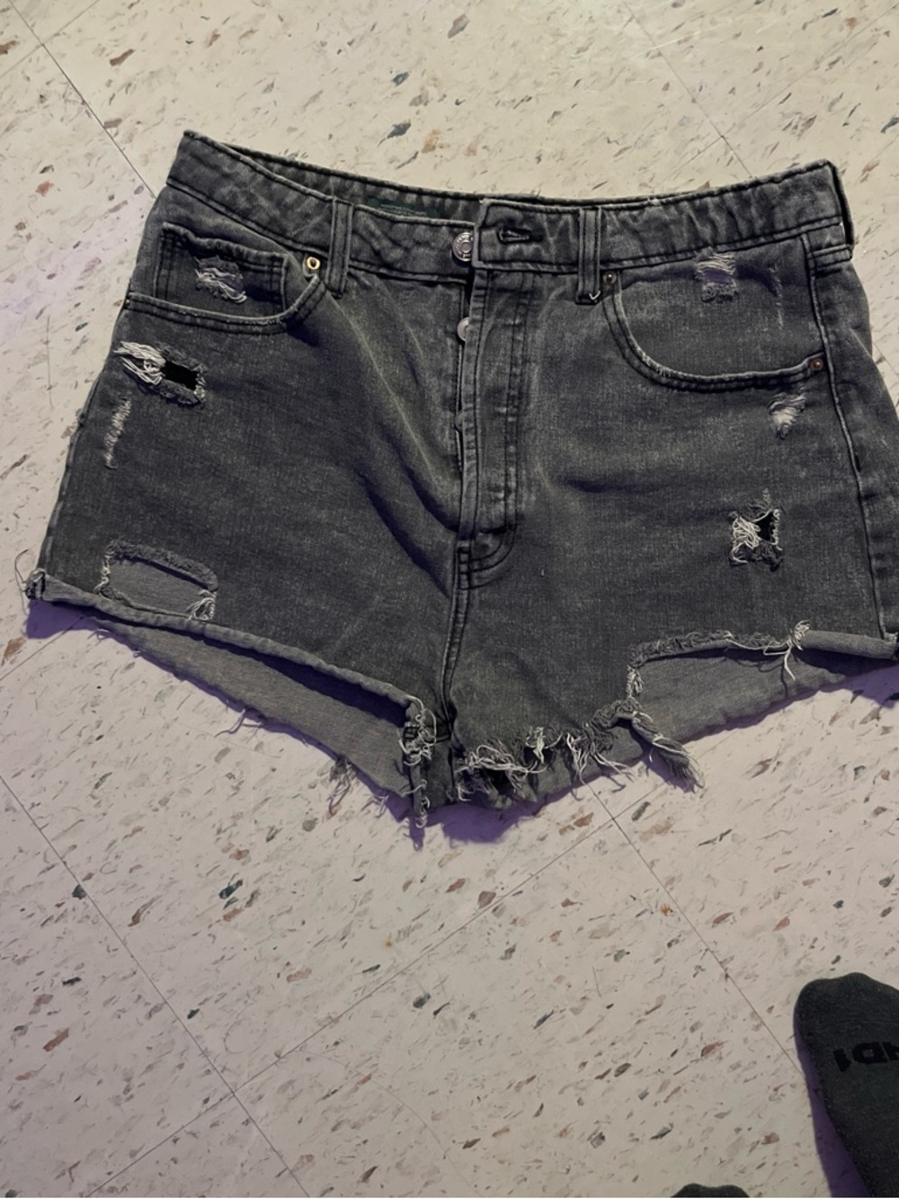 wild fable Black Distressed High-Rise Denim Shorts